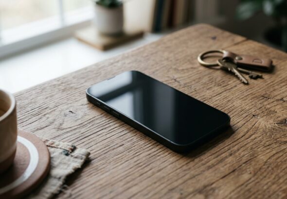 wyłączony smartfon na stole